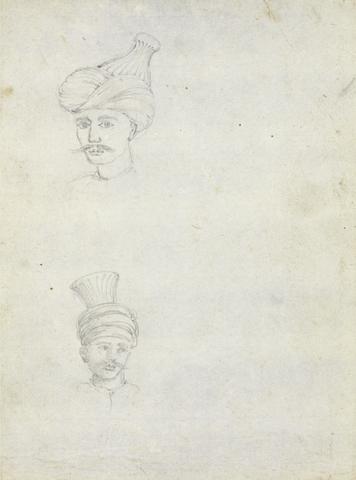 Studies of Two Male Heads Wearing Turbans
