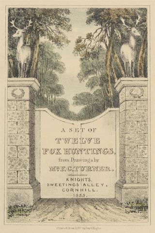 [Fox-hunting] Set of twelve "Turner's / Illustrations / to Nimrod / on the Condition / of Hunters," supplementary to C. J. Apperley's edition of 1834.