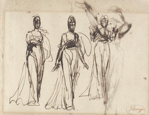 George Romney Three Studies of a Standing Woman, Possibly Lady MacBeth