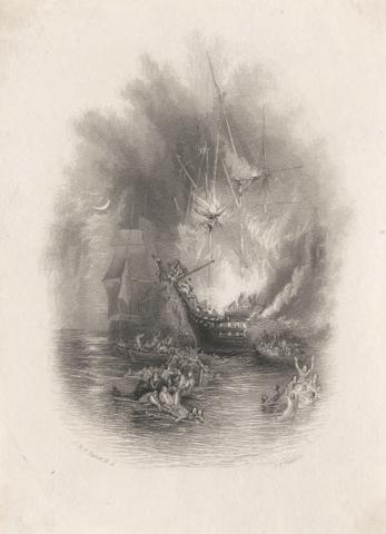James T. Willmore Fire at Sea - from various 'Annuals' 1826-1837; 'The Keepsake' 1828-1837