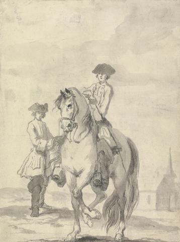 John Vanderbank "The Passage to the Right Aided by the Rider's Rod & the Master Holding the Alonge: Engraved as plate 10 in Twenty Five Actions of the Manage Horse...