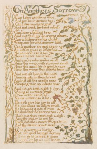 William Blake Songs of Innocence, Plate 24, "On Anothers Sorrow" (Bentley 27)