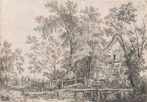 Joseph Stannard Derelict Cottage in Landscape with Figures