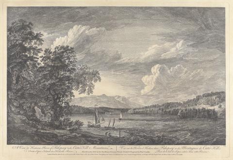 Paul Sandby RA A View in Hudson's River of Pakepsey & the Catts-Kill Mountains, from Sopos Island in Hudson's River