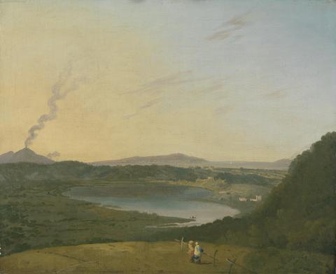 Lago d'Agnano with Vesuvius in the distance
