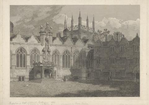James Basire the younger A View of the Chapel and Hall of Oriel College