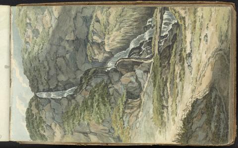 Thomas Bradshaw Album of Landscape and Figure Studies. A Waterfall
