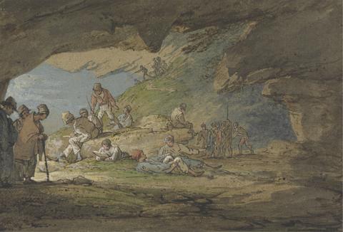 William Payne A Cave in Sunlight, with Figures
