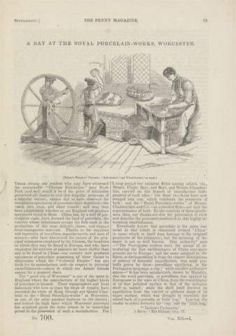 unknown artist Illustrations of potters at work for an article in the Penny Magazine entitled: A Day at the Royal Porcelain Works. Worcester.