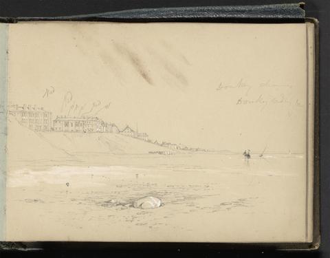 Myles Birket Foster Topographical Sketch of a Seaside Town with Buildings and Beach