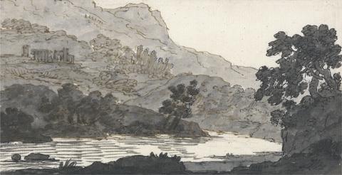 Alexander Cozens River and Mountain, with Ruins