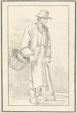 unknown artist Elderly Figure with a Basket and Cane