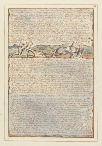 William Blake Jerusalem, Plate 33, "Turning his back to the Divine Vision...."