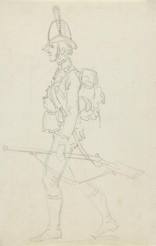 Joseph Cartwright Full-Length of Soldier Carrying Gun in Hand and Gear on His Back