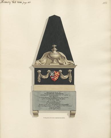 Daniel Lysons Memorial to Elizabeth Chambers and Col. Edward James