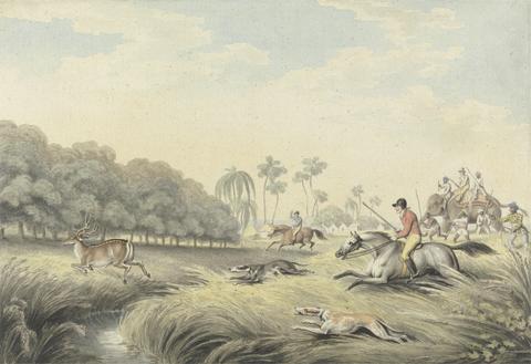 Samuel Howitt Hunting a Hog-Deer: plate 24 for "Oriental Field Sports"