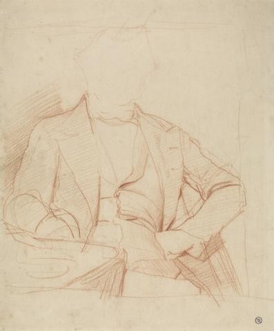 Alfred Stevens Study for the Portrait of Mr. Coleman: seated facing front, left hand on hip, right arm on table