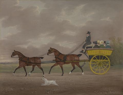 Edwin W. Cooper of Beccles A Gentleman Driving Tandem to a Jaunting Car