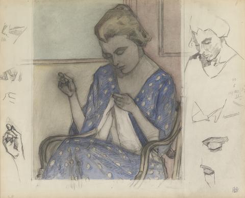 Robert Polhill Bevan Study of a Woman Sewing