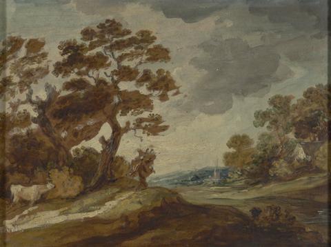 Gainsborough Dupont Landscape: Cow in left foreground