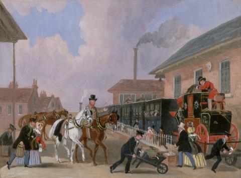James Pollard The Louth-London Royal Mail Travelling by Train from Peterborough East, Northamptonshire