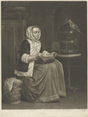 Abraham Blooteling Woman Sewing