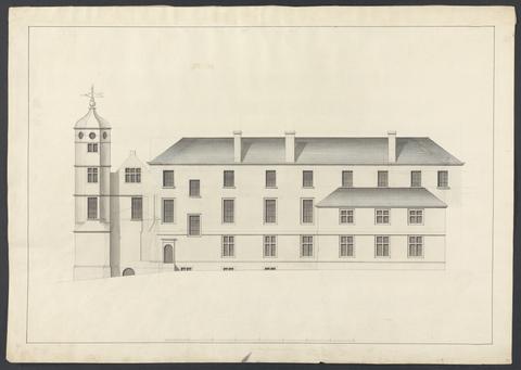 James Wyatt Cobham Hall, Kent: Elevation of Building with Turret at One End