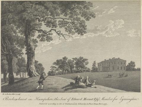 Michael "Angelo" Rooker Broken-hurst in Hampshire, The Seat of Edward Morant, Esquire, Member for Lymington (published by G. Kearsly); page 43 (Volume One)