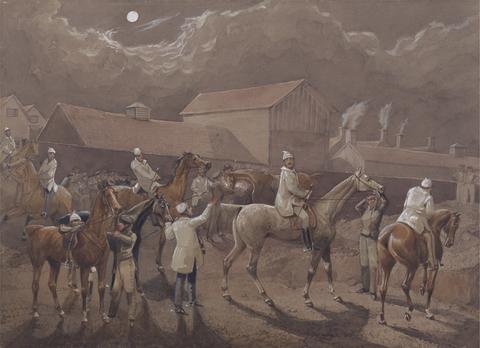 Henry Thomas Alken The Night Riders of Nacton: Preparing to Start. Ipswich, the Watering Place behind the Barracks