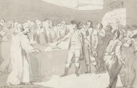 Charles Reuben Ryley An Historical Episode: ? A Military Officer Leading other Figures in Taking an Oath upon a Sword on a Table before Churchmen