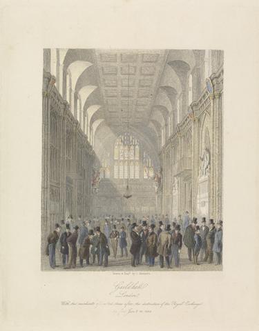 C. Matthews Guildhall, London, with the Merchants Assembled there after the Destruction of the Royal Exchange