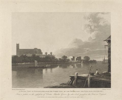 A South View of Westminster, from the Surrey Side of the Thames, near the Nine Elms, Battlesea