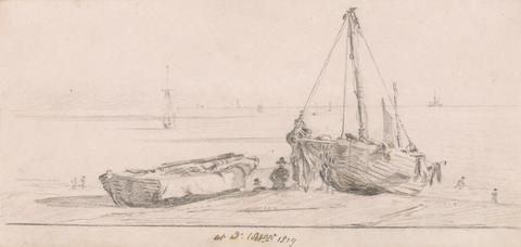 Augustine Maria Aglio Two Fishing Boats at Brighton Beach