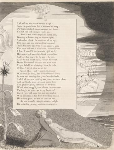William Blake Plate 26 (page 49): 'As if the sun could envy, check'd his beam'