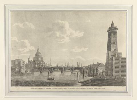 Daniel Turner View of Blackfriars Bridge and St. Paul's from the Patent Shot Manufactory on the South Side of the River
