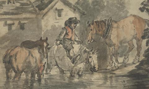 Conrad Gessner Man Watering Four Horses