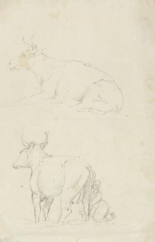 unknown artist Cows and Milkmaid