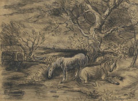 unknown artist Landscape with Horses by a Pool