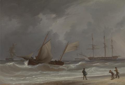 William Joy A Lugger Driving Ashore in a Gale