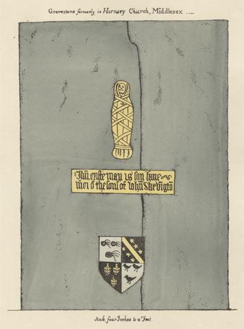 Daniel Lysons Brass Plate for John Skevington from Hornsey Church