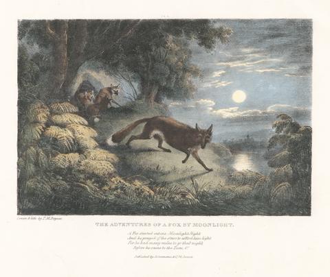 Set of six with printed wrapper, Plate 1: The Adventures of a Fox by Moonlight