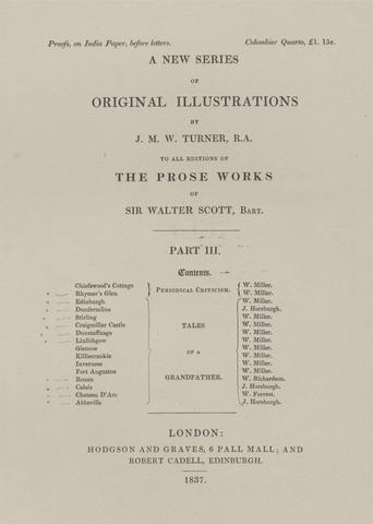 William Miller Front of Wrapper for the Prose of Sir Walter Scott, Part Three