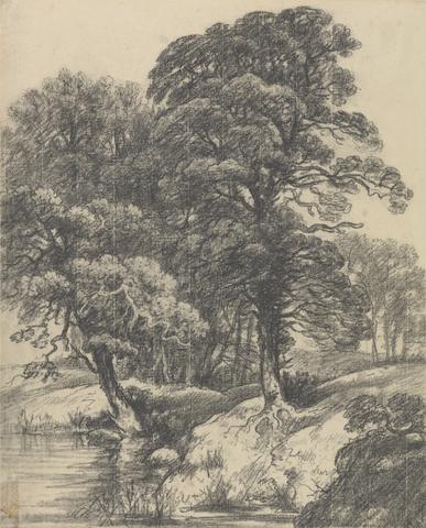 George Frost A Wooded Landscape with Pool