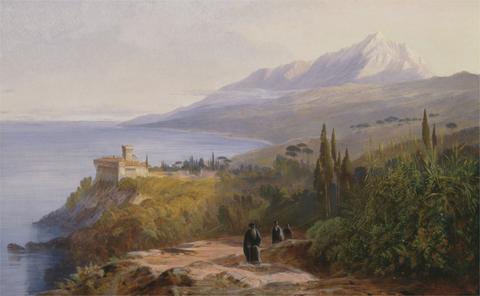 Edward Lear Mount Athos and the Monastery of Stavronikétes