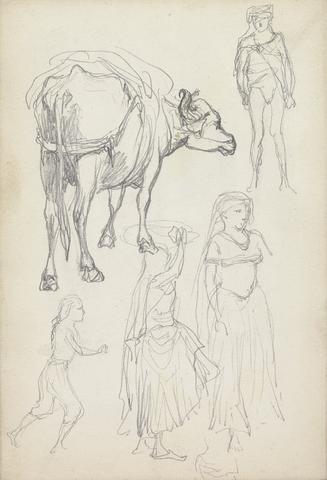 William Simpson Study of an Ox and Standing Figures