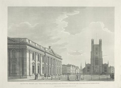 Thomas Malton the Younger South Front of the Senate House and West End of St. Mary's Church in the University of Cambridge