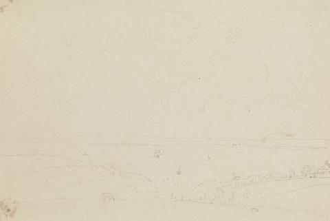 Capt. Thomas Hastings Sketch of a Landscape with a Distant Harbor