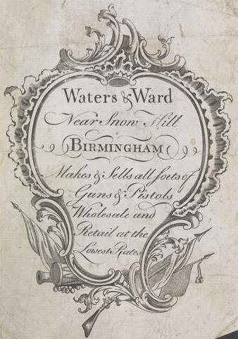 unknown artist Trade card for Water's and Ward, Gun-makers of Snow Hill, Birmingham