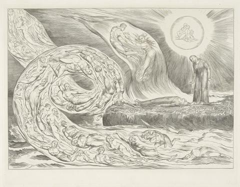 William Blake pl. 1: The Circle of the Lustful [' ...and like a corpse fell to the ground' Hell; Canto v. line 137.]
