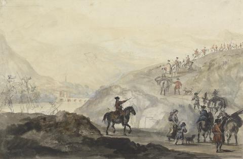 Peter Tillemans Cavalry Troops and Camp Followers on the Move
